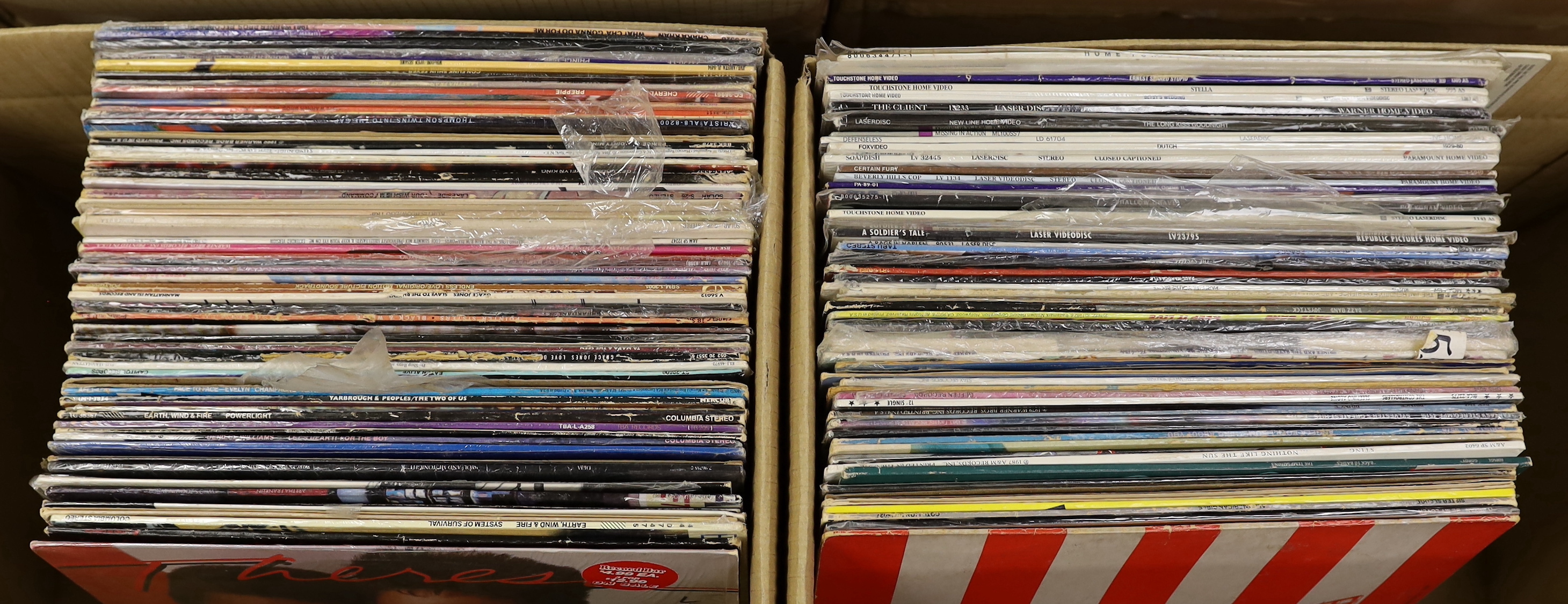 Ninety mostly 1970's/80's LPs etc., including Earth, Wind & Fire, Michael Jackson, Diana Ross, Pet Shop Boys, Pointer Sisters, Grace Jones, Dionne Warwick, Stevie Wonder, Sister Sledge, Sting, etc. Together with a number